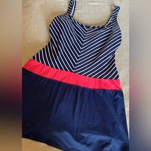 Beach House Red White & Blue Swimsuit Dress One Piece Size 14